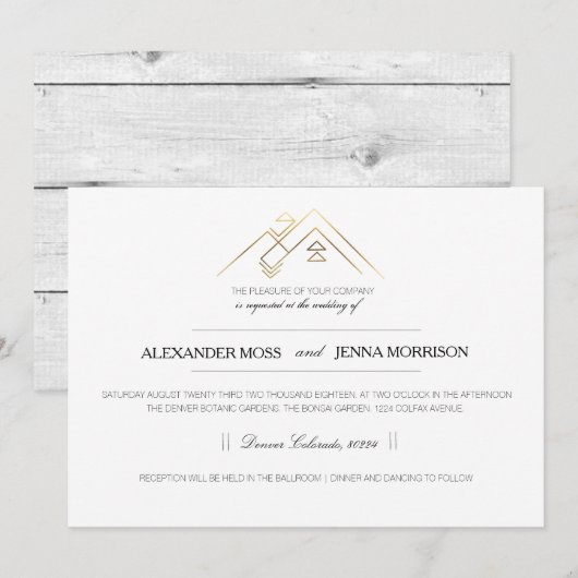 Geometrische berg | Modern goud Kaart (Voorkant / Achterkant)