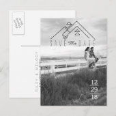 Geometrische berg | Modern Sla de datum op Aankondigingskaart (Voorkant / Achterkant)