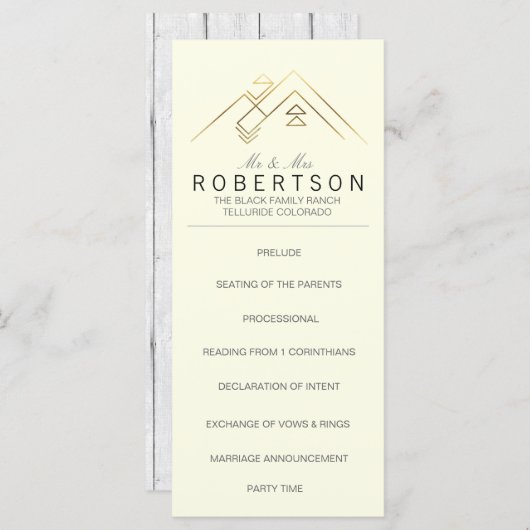 Geometrische bergen | Bruiloft Rackcard Programmakaart (Voorkant / Achterkant)