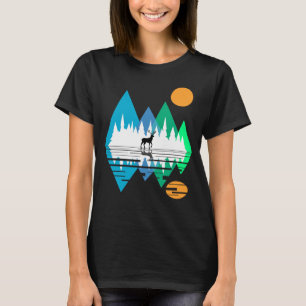Geometrische bergen en hertenbok t-shirt