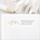 Geometrische bergen | Gold | Aangepast adres Etiket (Insitu)