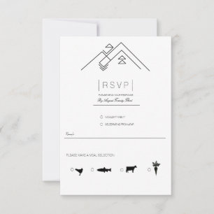 Geometrische Bergen   Modern Zwart & Wit RSVP Kaartje