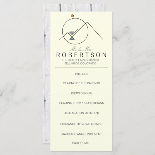 Geometrische bergen van Boho | Bruiloft Rackcard Programmakaart (Voorkant / Achterkant)