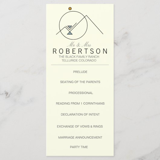 Geometrische bergen van Boho | Bruiloft Rackcard Programmakaart (Voorkant)