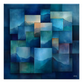 Geometrische berglandschapskunst - blauw en Blauwg Perfect Poster (Voorkant)