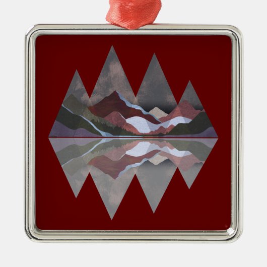 Geometrische bergscène metalen ornament (Voorkant)