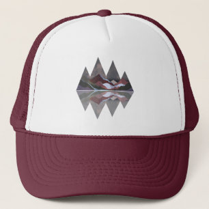 Geometrische bergscène trucker pet