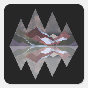 Geometrische bergscène vierkante sticker