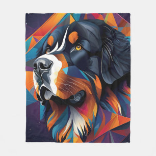 Geometrische berner berghond fleece deken