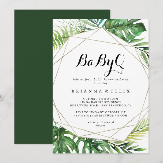 Geometrische bestemming BabyQ Baby shower Barbecue Kaart (Voorkant / Achterkant)