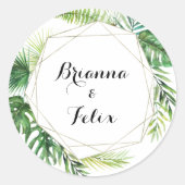 Geometrische bestemming bruiloft envelop afdichtin ronde sticker (Voorkant)