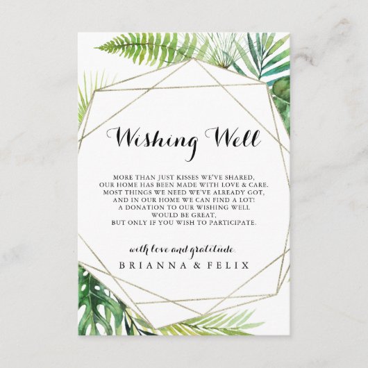 Geometrische bestemming Bruiloft Wishing Well Informatiekaartje (Voorkant)