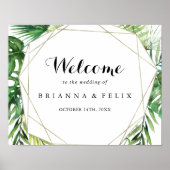 Geometrische bestemming Groene bruiloft Welkomstte Poster (Voorkant)