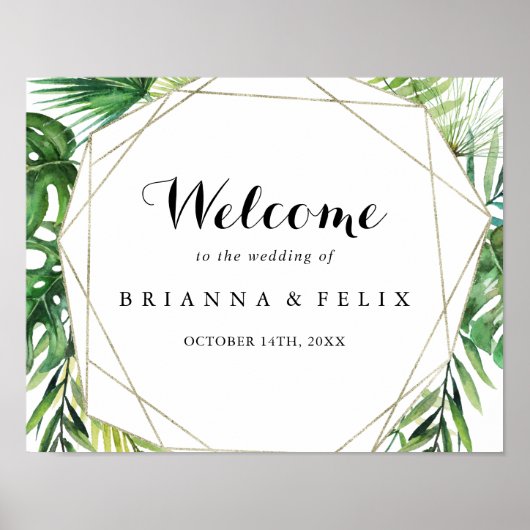 Geometrische bestemming Groene bruiloft Welkomstte Poster (Voorkant)