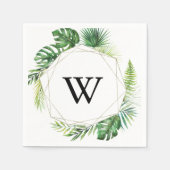 Geometrische Bestemming Monogram Bruiloft Servet (Voorkant)