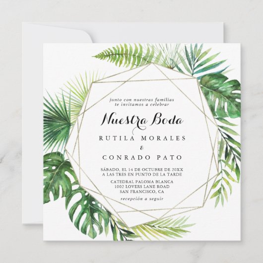 Geometrische bestemming Nuestra Boda Wedding Kaart (Voorkant)