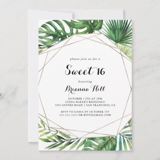 Geometrische bestemming Sweet 16 verjaardagsfeestj Kaart (Voorkant)