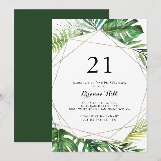 Geometrische bestemming Tropisch 21e verjaardagsfe Kaart (Voorkant / Achterkant)