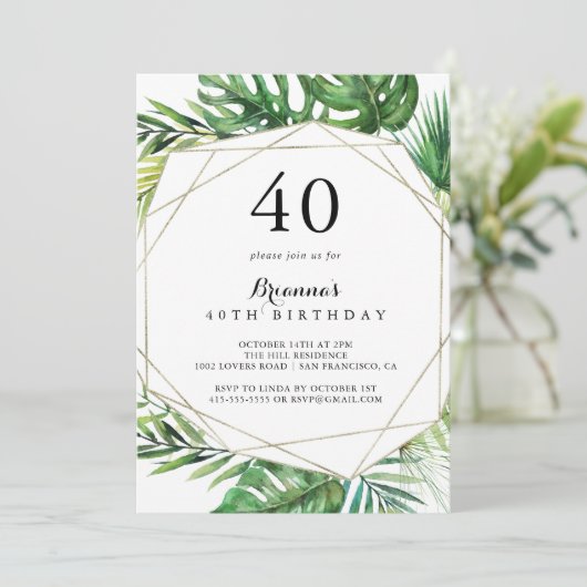 Geometrische Bestemming Tropisch 40e Verjaardagsfe Kaart (Staand voorkant)