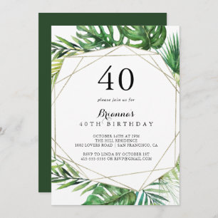 Geometrische Bestemming Tropisch 40e Verjaardagsfe Kaart