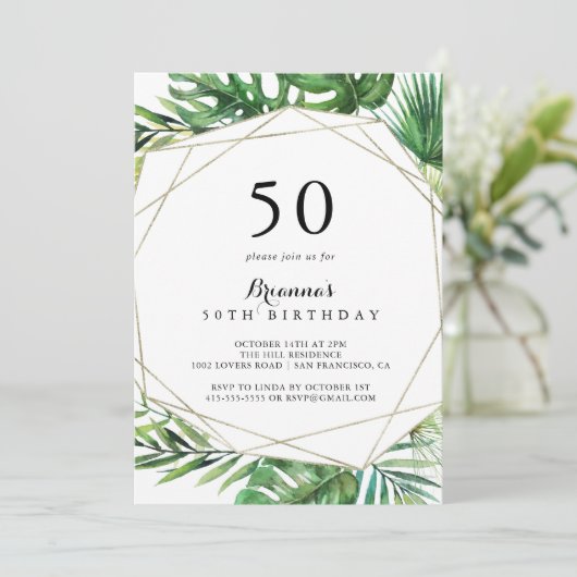 Geometrische Bestemming Tropisch 50ste Verjaardags Kaart (Staand voorkant)