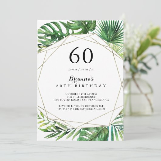Geometrische Bestemming Tropisch 60ste Verjaardags Kaart (Staand voorkant)