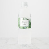 Geometrische Bestemming Tropisch groen Bruiloft Waterfles Etiket (Voorkant)