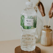 Geometrische Bestemming Tropisch groen Bruiloft Waterfles Etiket