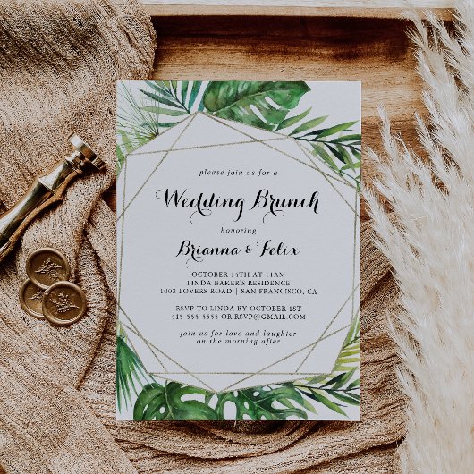 Geometrische Bestemming Tropische Bruiloft Brunch Kaart