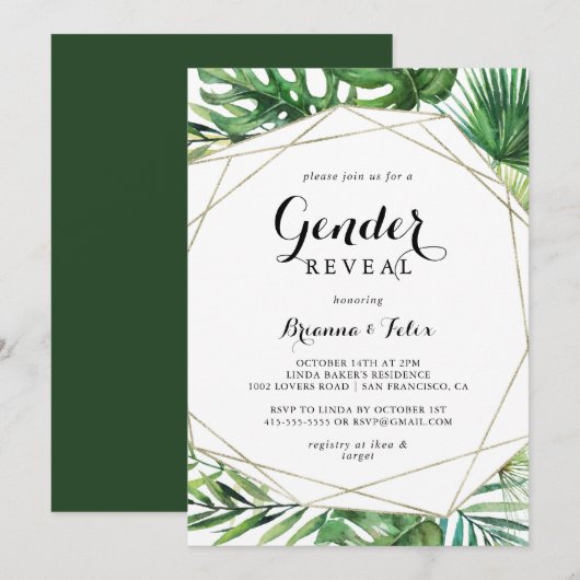 Geometrische Bestemming Tropische Geslacht Onthull Kaart (Voorkant / Achterkant)