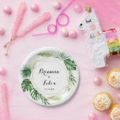 Geometrische Bestemming Tropische Groene Huwelijks Papieren Bordje (Feest)