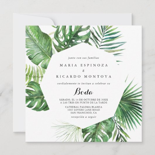 Geometrische bestemming Tropische Spaanse bruiloft Kaart (Voorkant)
