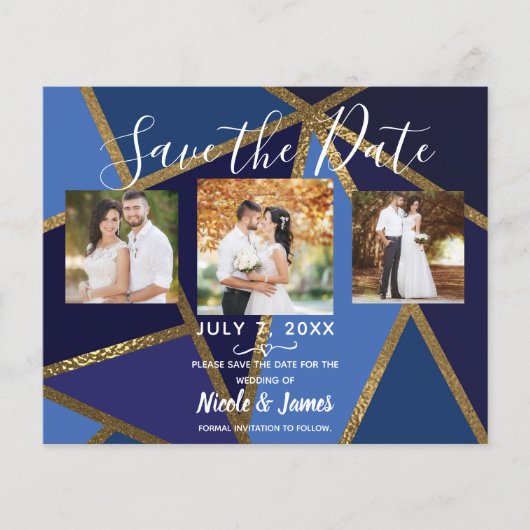 Geometrische bewaardatum van blauwe en goudgele ge (Voorkant)