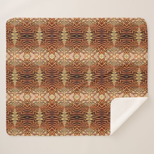Geometrische bijtende Boho bruin  stam etnische et Sherpa Deken (Voorkant (horizontaal))