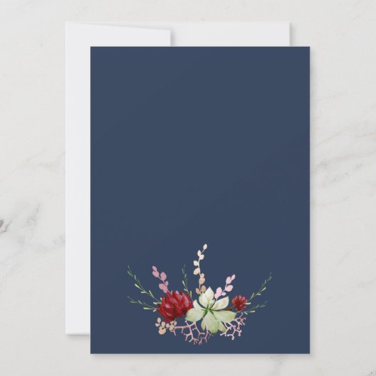 Geometrische bijtende boho Wildflower Navy Blue We Kaart (Achterkant)