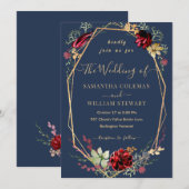 Geometrische bijtende boho Wildflower Navy Blue We Kaart (Voorkant / Achterkant)