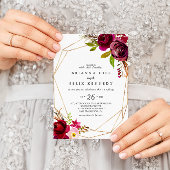 Geometrische bijtende Bourgogne Casual bruiloft Kaart