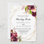 Geometrische bijtende Bourgogne Nuestra Boda Weddi Kaart (Voorkant)