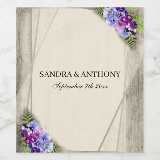 Geometrische bijtende legante pansieweddenschappen wijn etiket (Enkel label)