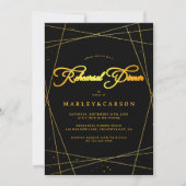 Geometrische Black Tie Trouwrepetitie Dinner Kaart (Voorkant)