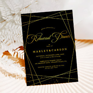 Geometrische Black Tie Trouwrepetitie Dinner Kaart