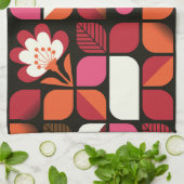 Geometrische bladeren bloemen naadloos patroon theedoek (Gevouwen)