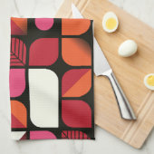 Geometrische bladeren bloemen naadloos patroon theedoek (Quarter Fold)