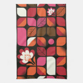 Geometrische bladeren bloemen naadloos patroon theedoek (Verticaal)