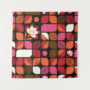 Geometrische bladeren bloemen naadloos patroon wandkleed