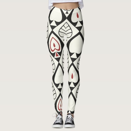 Geometrische bladeren, naadloos natuurlijk patroon leggings (Voorkant)