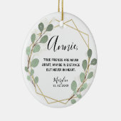 Geometrische bladgroen True Friends keramische ker Keramisch Ornament (Rechts)