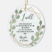 Geometrische bladgroenery Moeder van de Groom Keramisch Ornament (Links)