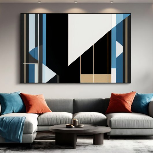Geometrische Blau en Goud Canvas Afdruk