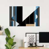 Geometrische Blau en Goud Poster (Thuiskantoor)